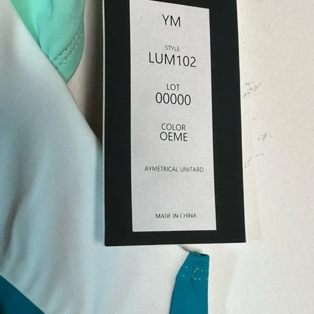 Lumi Collective Asymmetrical Colorblock Teal Mint Unitard Dance Gymnastics YM